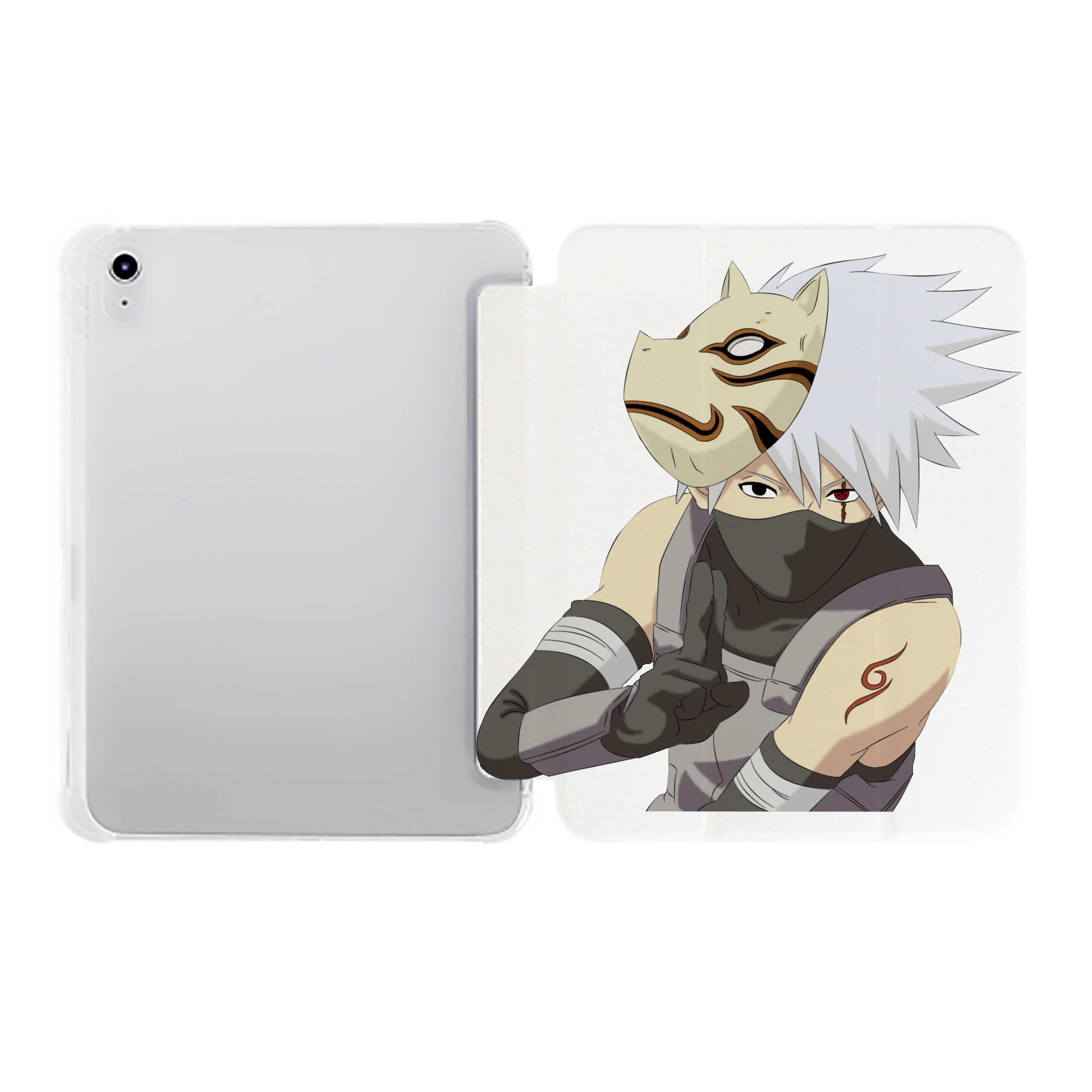 （画像用） NARUTO -ナルト- はたけ カカシ Hatake Kakashi IPad ケース ペン収納付き 三つ折りスタンド PUレザー×シリコン 対応機種9.5/10.5/10.9インチ